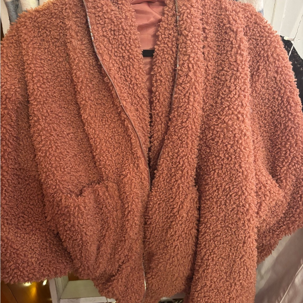 SHEIN Cozy Sherpa Jacket in Rust
